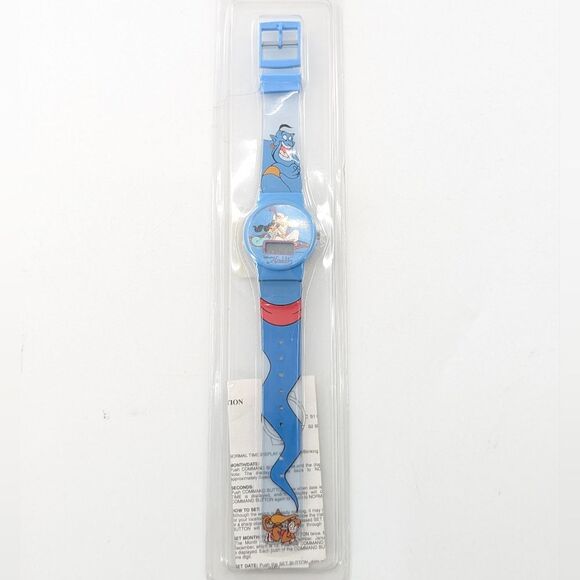 Disney Aladdin Genie Jasmine Blue 90s Vintage Cartoon Digital Watch - Picture 2 of 3